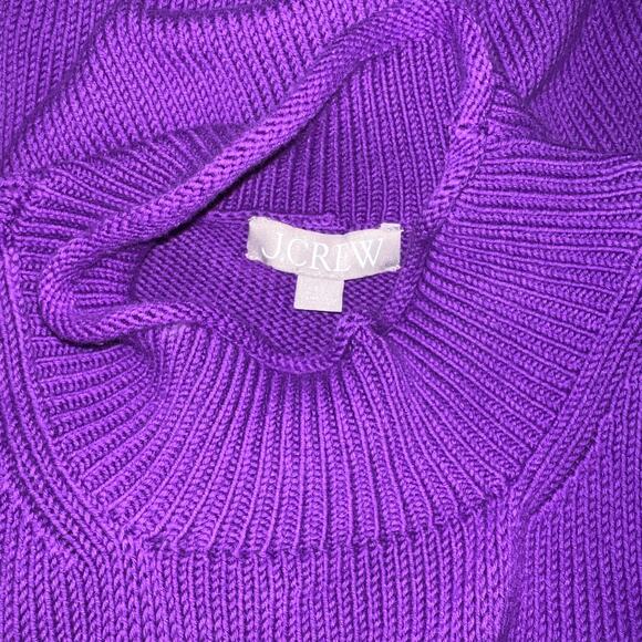 J.Crew, women’s size 3X rolled hem Mock neck purple knit preppy Y2K sweater. - Picture 7 of 10